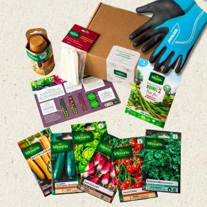 Coffret mon premier potager + Gants de jardinage bleu - XXS (Taille 5)